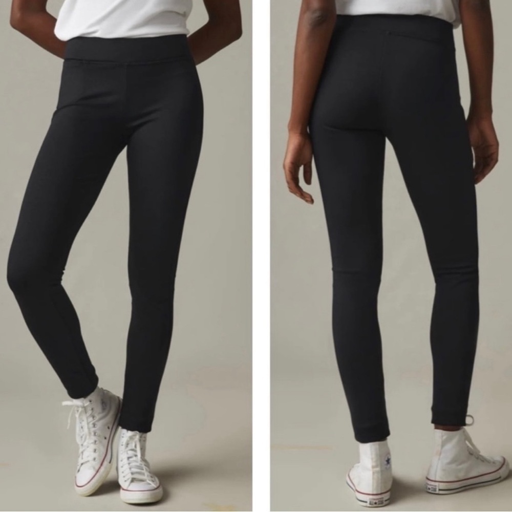 American Giant Black Ponte Pull-On Basic Legging Pants 0